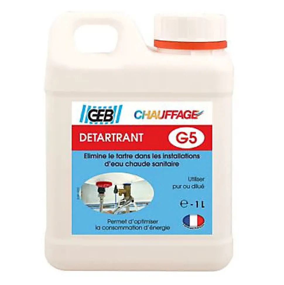 Détartrant des installations sanitaires d'eau chaude Geb, bidon 1 litre