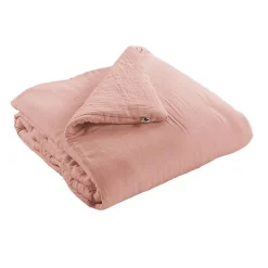 Edredon ou Bout de lit "Gaïa" toutes dimensions "Gaze de Coton" l'Effet Papillon - Gaia Rose Pêche - 180 x 240 cm