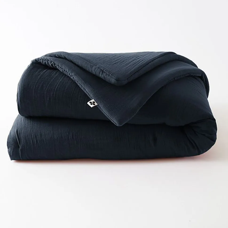 Edredon ou Bout de lit "Gaïa" toutes dimensions "Gaze de Coton" l'Effet Papillon - Gaia Minuit - 180 x 240 cm