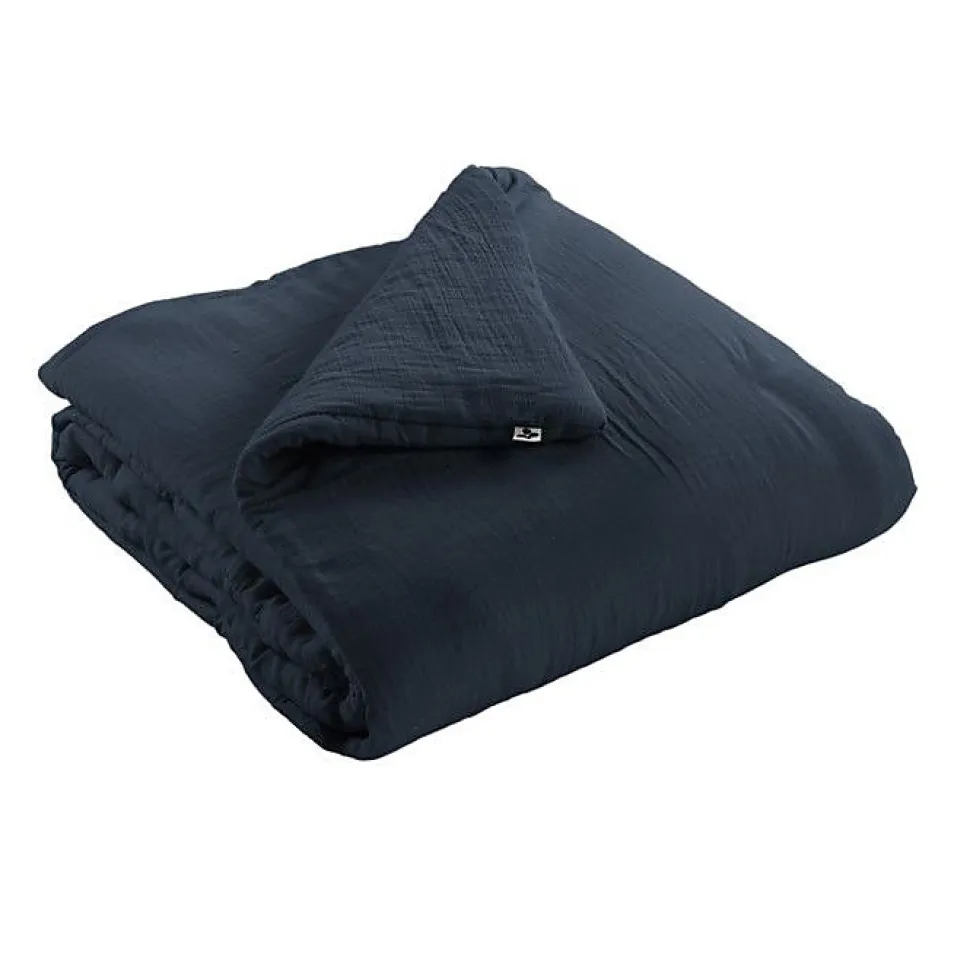 Edredon ou Bout de lit "Gaïa" toutes dimensions "Gaze de Coton" l'Effet Papillon - Gaia Minuit - 180 x 240 cm