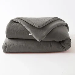 Edredon ou Bout de lit "Gaïa" toutes dimensions "Gaze de Coton" l'Effet Papillon - Gaia Granit - 180 x 240 cm