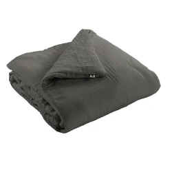 Edredon ou Bout de lit "Gaïa" toutes dimensions "Gaze de Coton" l'Effet Papillon - Gaia Granit - 180 x 240 cm