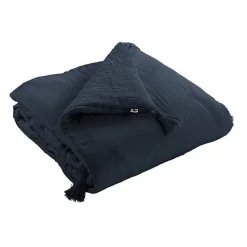 Edredon ou Bout de lit "Gaïa" toutes dimensions "Gaze de Coton" - Gaïa Minuit - 150 x 150 cm