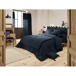 Edredon ou Bout de lit "Gaïa" toutes dimensions "Gaze de Coton" - Gaïa Minuit - 150 x 150 cm