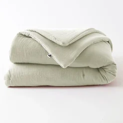 Edredon ou Bout de lit "Gaïa" toutes dimensions "Gaze de Coton" l'Effet Papillon - Gaia Vert d'Eau - 180 x 240 cm