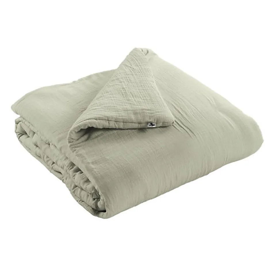 Edredon ou Bout de lit "Gaïa" toutes dimensions "Gaze de Coton" l'Effet Papillon - Gaia Vert d'Eau - 180 x 240 cm