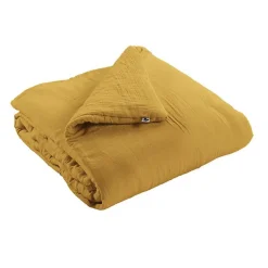 Edredon ou Bout de lit "Gaïa" toutes dimensions "Gaze de Coton" l'Effet Papillon - Gaia Safran - 180 x 240 cm