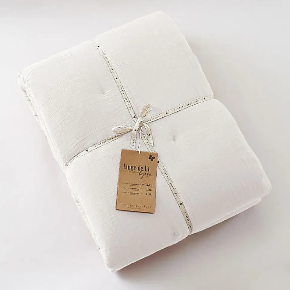 Edredon ou Bout de lit "Gaïa" toutes dimensions "Gaze de Coton" l'Effet Papillon - Gaia Chantilly - 180 x 240 cm