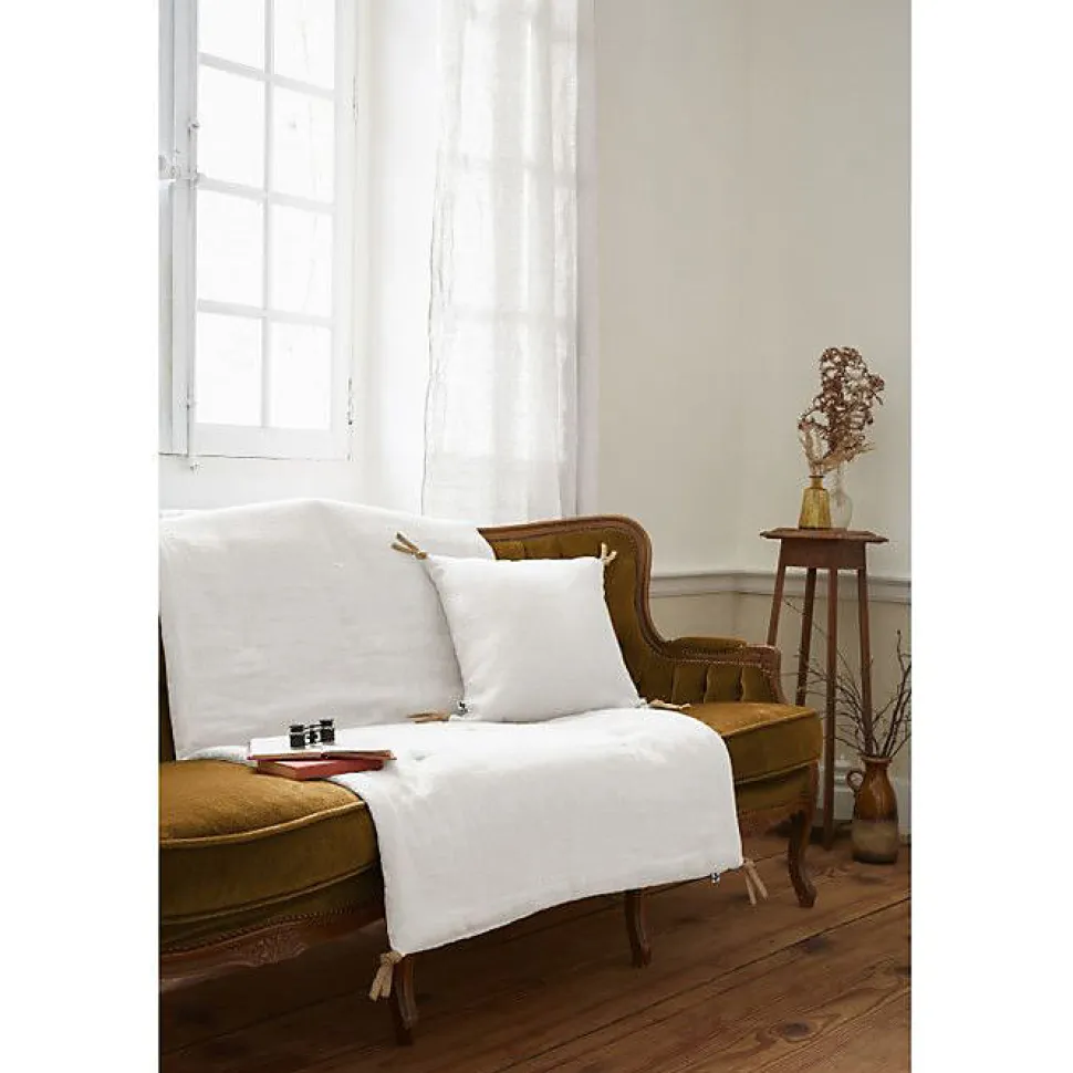 Edredon ou Bout de lit matelassé 90 x 200 cm "Soline" Lin lavé - Soline Craie