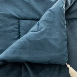 Edredon Sonia en velours - bleu 80x180 cm - Atmosphera