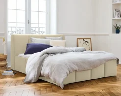 Elysia - lit coffre - 140x190 - en velours - sommier inclus - Lisa Design