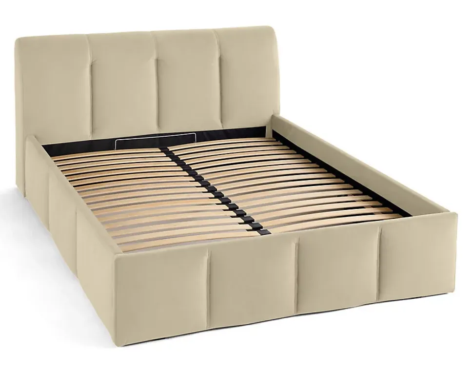 Elysia - lit coffre - 140x190 - en velours - sommier inclus - Lisa Design