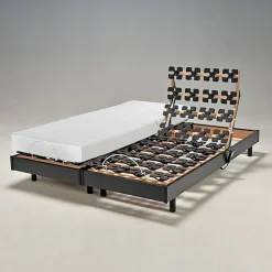 Ensemble 2 sommiers relaxation électrique FLEXPALACE 80x200 + 2 matelas mémoire de forme / Noir