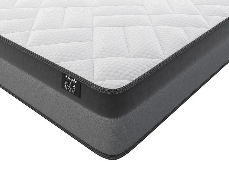 Ensemble 140 x 190 cm sommier + matelas ressorts ensachés et mémoire de forme ép.24cm - ILLUSION de YSMÉE