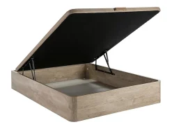 Ensemble 140 x 190 cm sommier coffre naturel clair + matelas ressorts ensachés 7 zones et mémoire de forme ép.24cm - MERISI de