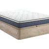 Ensemble 160 x 200 cm sommier coffre naturel clair + matelas ressorts ensachés 7 zones et accueil gel à mémoire de forme ép.23cm -