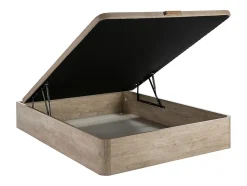 Ensemble 160 x 200 cm sommier coffre naturel clair + matelas ressorts ensachés 7 zones et accueil gel à mémoire de forme ép.23cm -