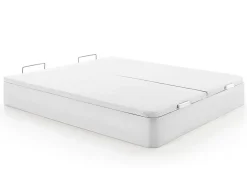 Ensemble 180 x 200 cm sommier coffre blanc + matelas hybride ressorts ensachés 7 zones et mousse haute résilience ép.26cm - AUDACE