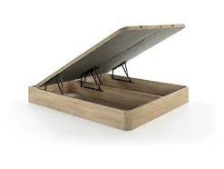 Ensemble 180 x 200 cm sommier coffre naturel clair + matelas ressorts ensachés 7 zones et accueil gel à mémoire de forme ép.23cm -