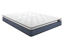 Ensemble 180 x 200 cm sommier coffre naturel clair + matelas ressorts ensachés 7 zones et accueil gel à mémoire de forme ép.23cm -