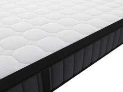 Ensemble 160 x 200 cm sommier coffre blanc + matelas hybride ressorts ensachés 7 zones et gel à mémoire de forme ép.25cm - TOLCA