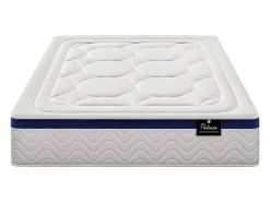 Ensemble 180 x 200 cm sommier coffre naturel clair + matelas hybride ressorts ensachés ép.30cm - MARQUIS de PALACIO