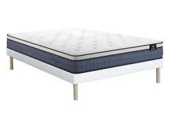 Ensemble 140 x 190 cm sommier tapissier + matelas ressorts ensachés 7 zones et accueil gel à mémoire de forme ép.23cm - VARNO de