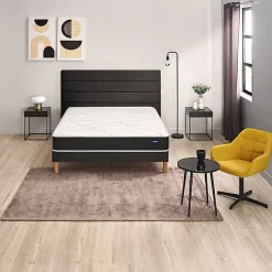 Ensemble Bultex ULTIMUM + Sommier confort ferme vigoroso deco + pieds 180x200 Jersey Gris foncé Mousse