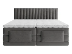 Ensemble complet boxspring tête de lit coutures verticales + sommiers relaxation électrique + matelas + surmatelas - 2 x 80 x 200