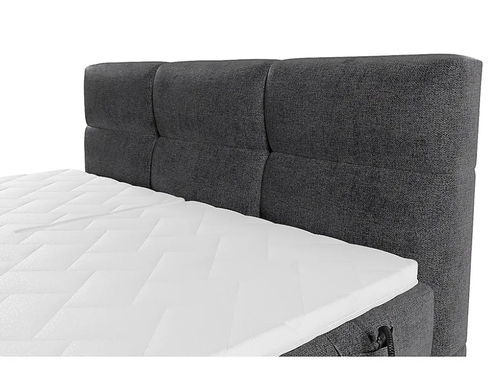 Ensemble complet boxspring tête de lit capitonnée + sommiers relaxation électrique + matelas + surmatelas - 2 x 80 x 200 cm -