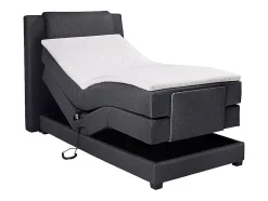 Ensemble complet boxspring tête de lit + sommiers relaxation électrique + matelas + surmatelas - 100 x 200 cm - Tissu - Anthracite