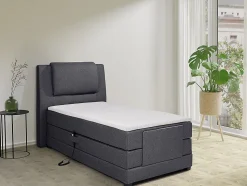 Ensemble complet boxspring tête de lit + sommiers relaxation électrique + matelas + surmatelas - 100 x 200 cm - Tissu - Anthracite
