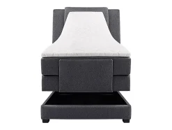 Ensemble complet boxspring tête de lit + sommiers relaxation électrique + matelas + surmatelas - 100 x 200 cm - Tissu - Anthracite