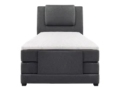 Ensemble complet boxspring tête de lit + sommiers relaxation électrique + matelas + surmatelas - 100 x 200 cm - Tissu - Anthracite