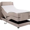 Ensemble complet boxspring tête de lit + sommiers relaxation électrique + matelas + surmatelas - 100 x 200 cm - Tissu - Beige -