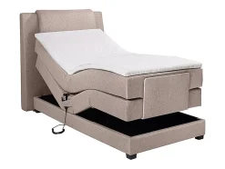 Ensemble complet boxspring tête de lit + sommiers relaxation électrique + matelas + surmatelas - 100 x 200 cm - Tissu - Beige -