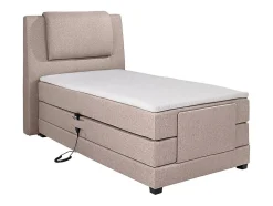 Ensemble complet boxspring tête de lit + sommiers relaxation électrique + matelas + surmatelas - 100 x 200 cm - Tissu - Beige -
