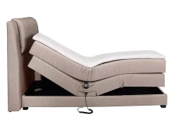 Ensemble complet boxspring tête de lit + sommiers relaxation électrique + matelas + surmatelas - 100 x 200 cm - Tissu - Beige -