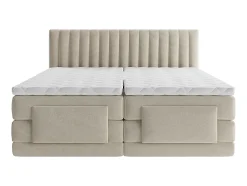 Ensemble complet boxspring tête de lit coutures verticales + sommiers relaxation électrique + matelas + surmatelas - 2 x 90 x 200