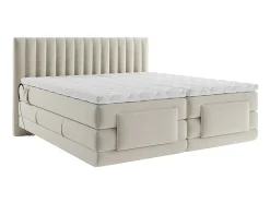Ensemble complet boxspring tête de lit coutures verticales + sommiers relaxation électrique + matelas + surmatelas - 2 x 90 x 200