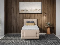 Ensemble complet boxspring tête de lit capitonnée + sommiers relaxation électrique + matelas + surmatelas - 100 x 200 cm - Tissu -