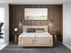 Ensemble complet boxspring tête de lit capitonnée + sommiers relaxation électrique + matelas + surmatelas - 2 x 80 x 200 cm -