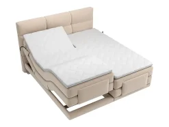 Ensemble complet boxspring tête de lit capitonnée + sommiers relaxation électrique + matelas + surmatelas - 2 x 80 x 200 cm -