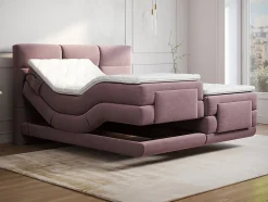 Ensemble complet boxspring tête de lit capitonnée + sommiers relaxation électrique + matelas + surmatelas - 2 x 90 x 200 cm -