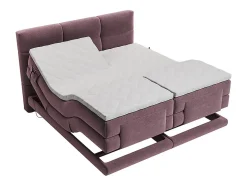 Ensemble complet boxspring tête de lit capitonnée + sommiers relaxation électrique + matelas + surmatelas - 2 x 90 x 200 cm -