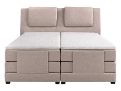 Ensemble complet boxspring tête de lit + sommiers relaxation électrique + matelas + surmatelas - 2 x 90 x 200 cm - Tissu - Beige