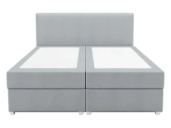 Ensemble complet boxspring tête de lit + sommier + matelas + surmatelas - 180 x 200 cm - Tissu - Gris clair - ONAN de YSMÉE