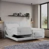 Ensemble complet boxspring tête de lit coutures verticales + sommiers relaxation électrique + matelas + surmatelas - 2 x 90 x 200