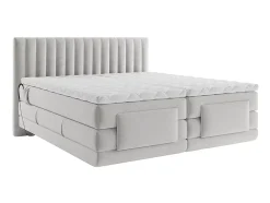 Ensemble complet boxspring tête de lit coutures verticales + sommiers relaxation électrique + matelas + surmatelas - 2 x 90 x 200