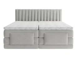 Ensemble complet boxspring tête de lit coutures verticales + sommiers relaxation électrique + matelas + surmatelas - 2 x 90 x 200
